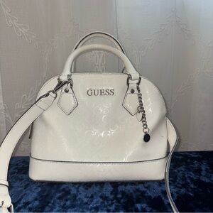 GUESS White Leather Handbag